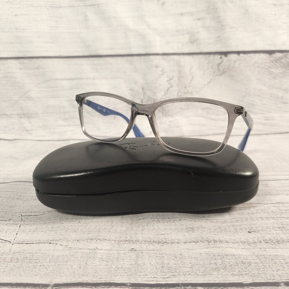 Ray-Ban RB 7047 5769 Gray Blue Rectangular Eyeglasses Frames 54-17-140 Case